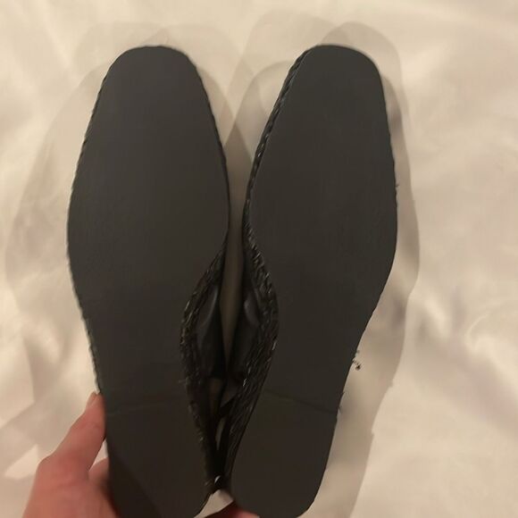 DAVID TATE BLACK LEATHER SLINGBACK ESPADRILLES. NEW - Picture 6 of 7